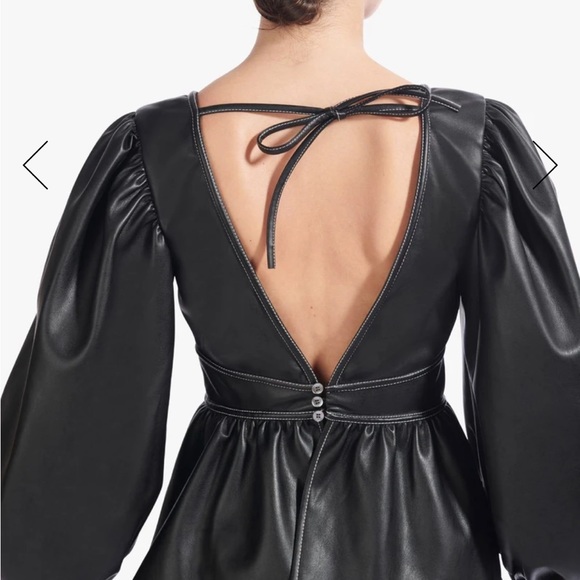 Staud Luna Vegan Leather Peplum Top - Picture 7 of 15